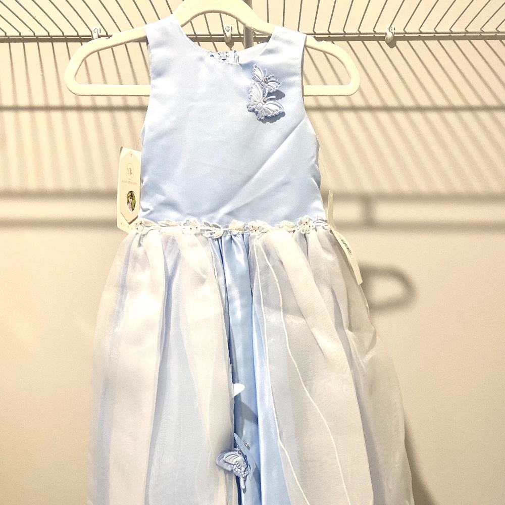 Light Blue Butter Fly Dress For Toddlers and Girls